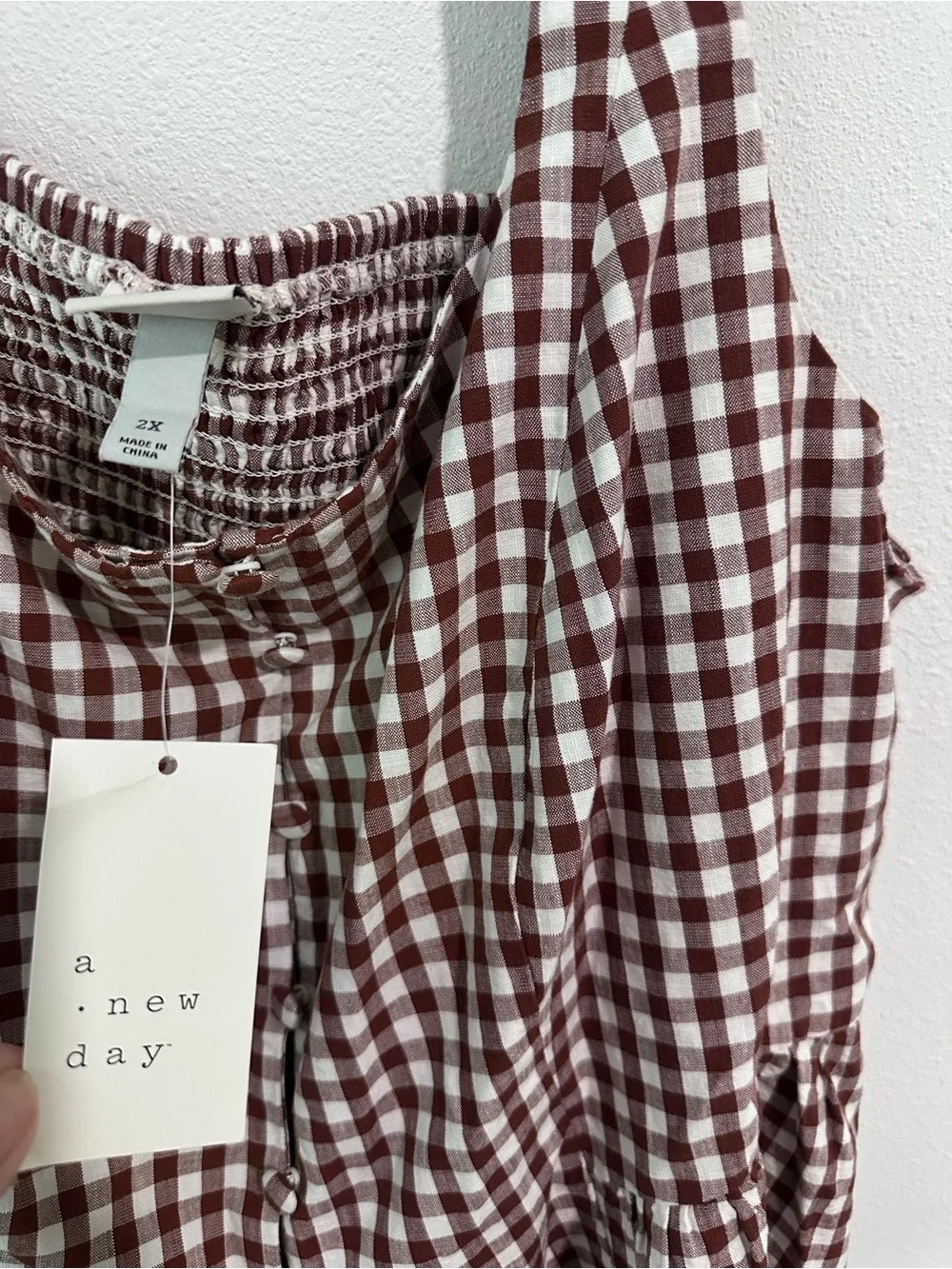 Button-Front Tank Top Gingham - Picture 5 of 5